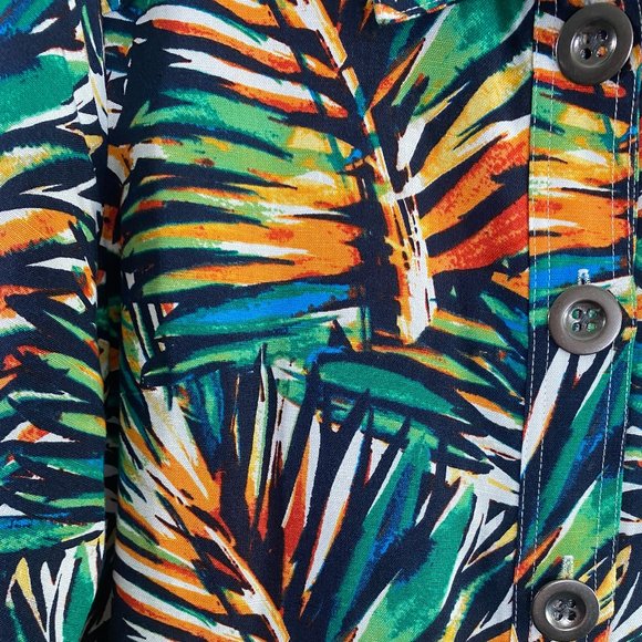 cj banks Multicolor Flora Print 3/4 Sleeve Blazer Jacket EUC Women's Size 1X - Picture 3 of 12